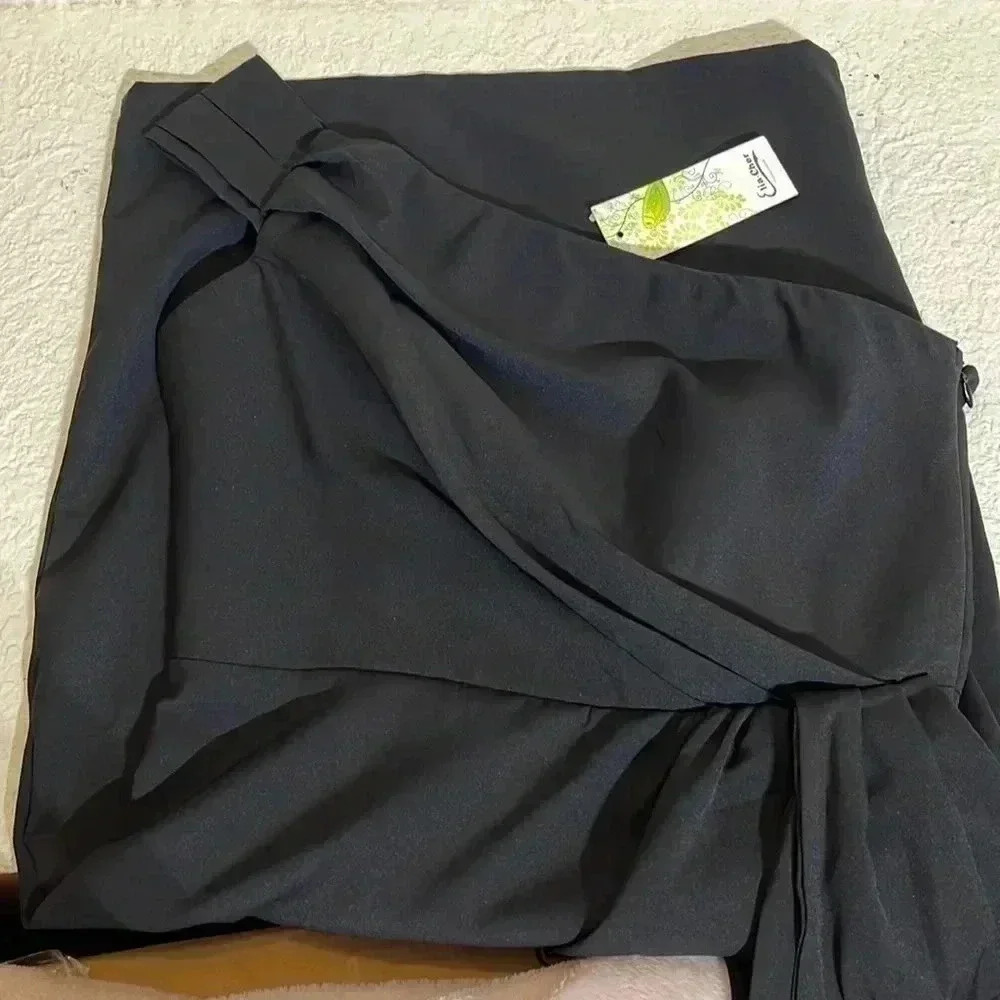 Elia-Cher Little Black Dress One Shoulder Flattering Size 8 - Picture 8 of 10